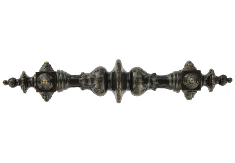 Antique Brass Ornate Bar Pull with Mounting Hardware