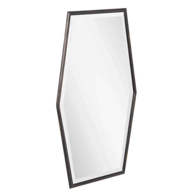 Tenaya Black Metal Framed Hexagonal Vanity Mirror