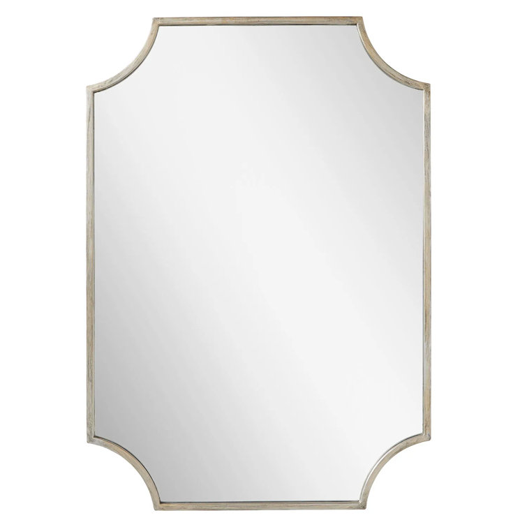 Antique Silver Rectangular Metal Framed Bathroom Vanity Mirror