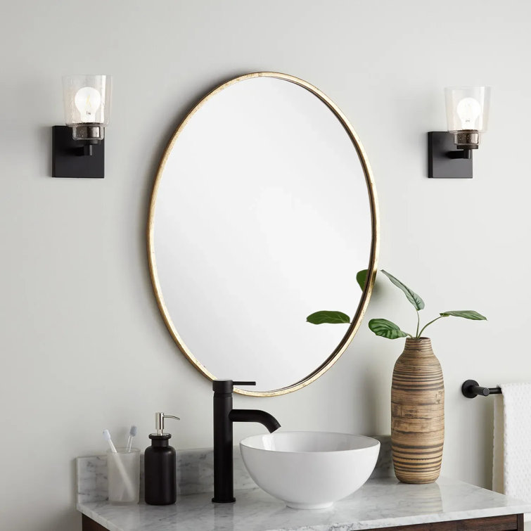 Gold Oval Antique Metal Bathroom Vanity Mirror