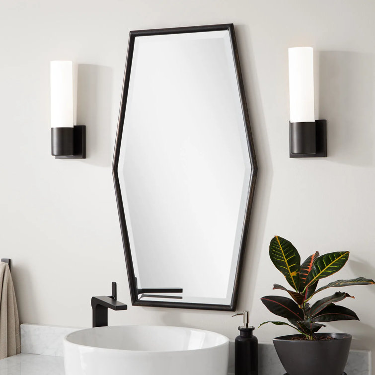 Tenaya Black Metal Framed Hexagonal Vanity Mirror
