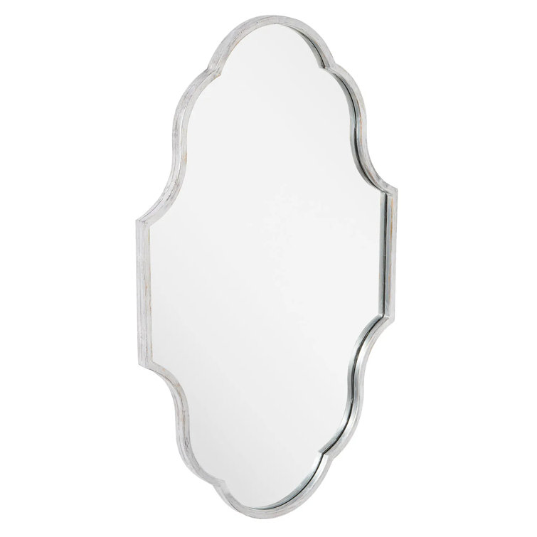 Antique Silver Asymmetrical Wall Mounted Bathroom Vanity Mirror