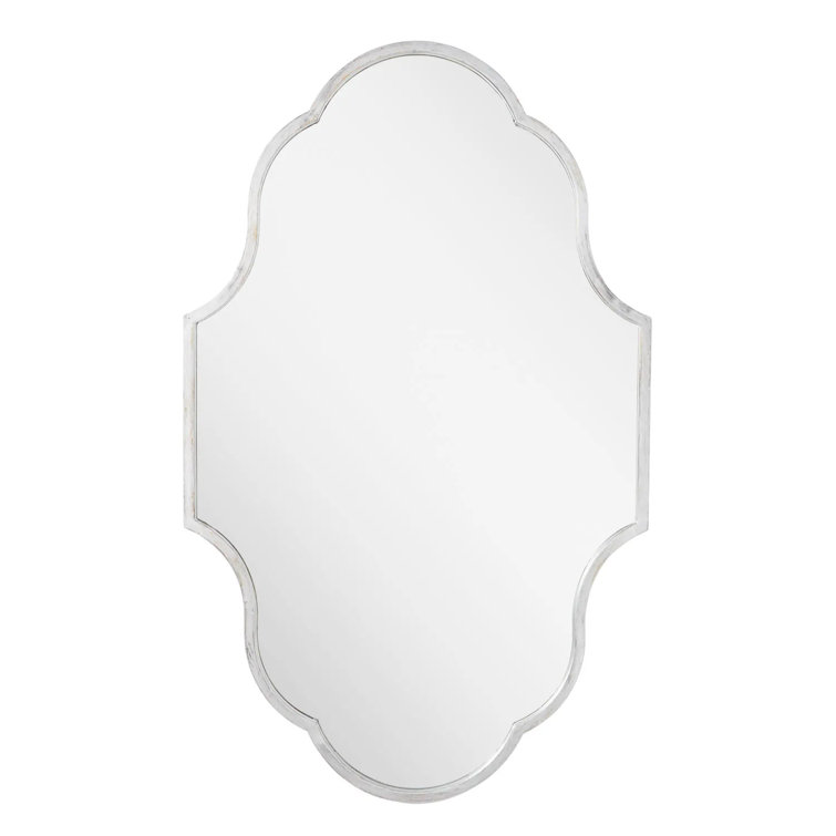 Antique Silver Asymmetrical Wall Mounted Bathroom Vanity Mirror