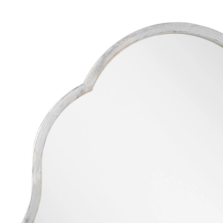 Antique Silver Asymmetrical Wall Mounted Bathroom Vanity Mirror