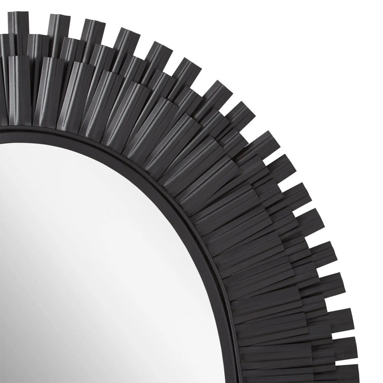Textured Black Round Iron Framed Bathroom Vanity Mirror