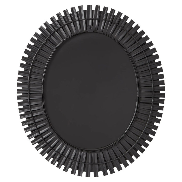Textured Black Round Iron Framed Bathroom Vanity Mirror