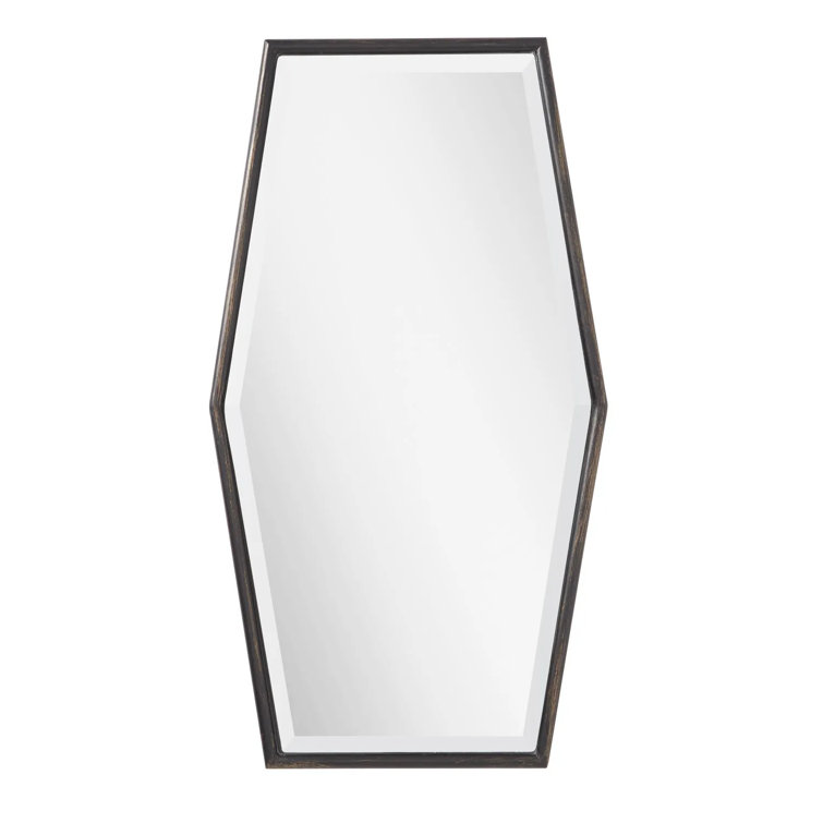Tenaya Black Metal Framed Hexagonal Vanity Mirror