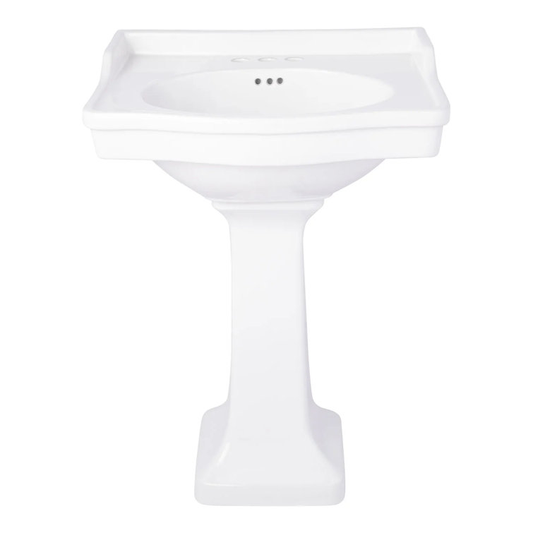Cierra 24-Inch White Ceramic Pedestal Bathroom Sink