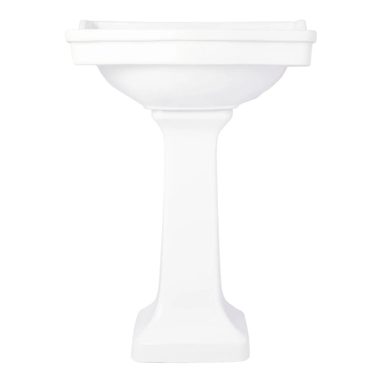 Cierra 24-Inch White Ceramic Pedestal Bathroom Sink