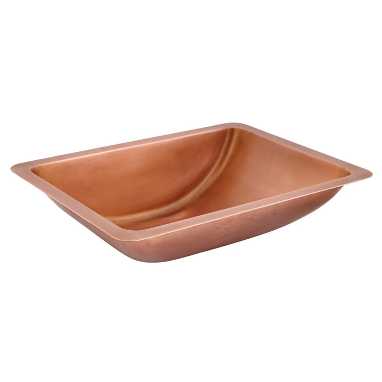 20" Copper Rectangular Undermount Bathroom Sink