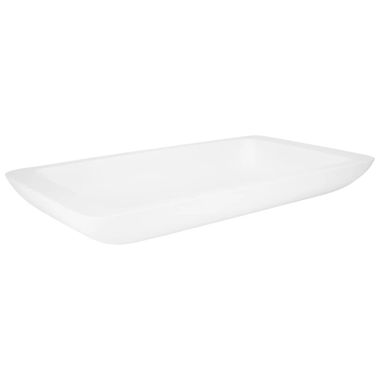 32'' White Matte Resin Rectangular Vessel Sink