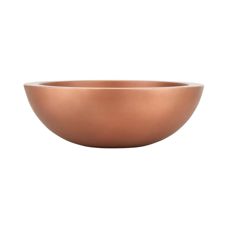 18" Round Copper Vessel Bathroom Sink with Double-Wall Design