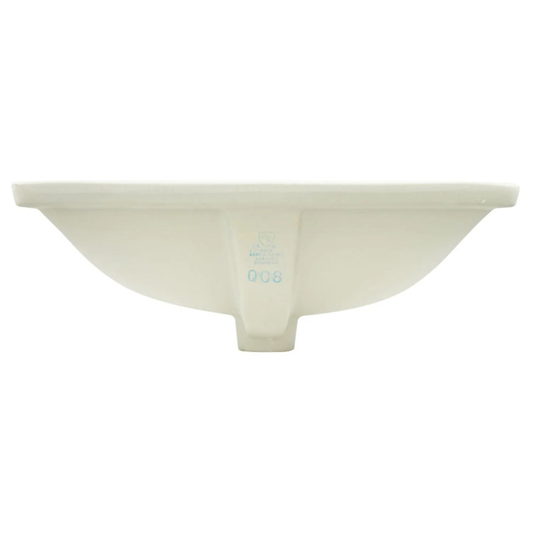 20" White Ceramic Rectangular Undermount Bathroom Sink with Overflow
