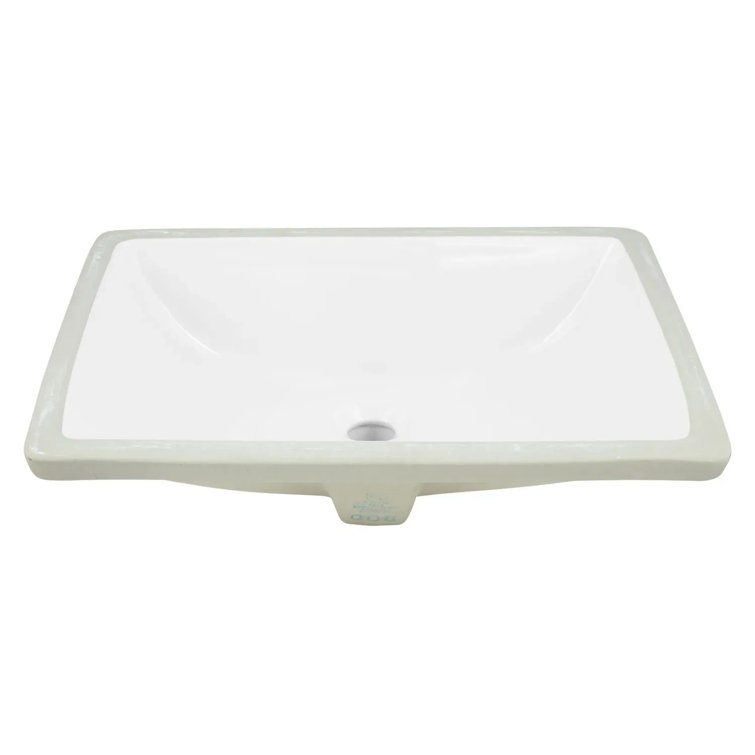 20" White Ceramic Rectangular Undermount Bathroom Sink with Overflow
