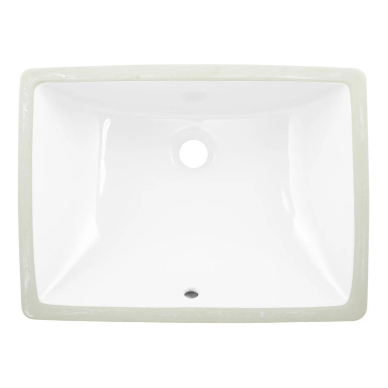 20" White Ceramic Rectangular Undermount Bathroom Sink with Overflow