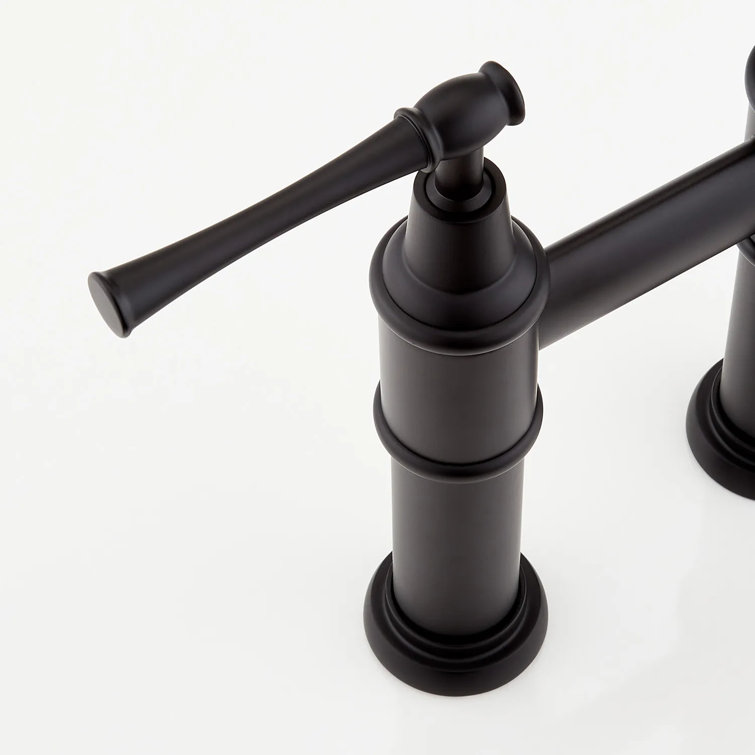 Matte Black Zinc Pull-Down Bridge Kitchen Faucet with Lever Handles