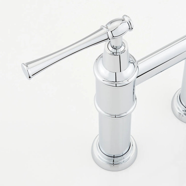 Chrome Pull Down Bridge Kitchen Faucet with Dual Handles