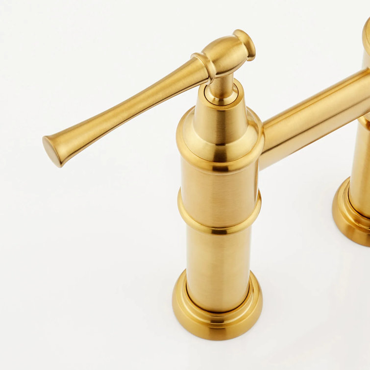 Brushed Gold Double Handle Pull-Down Kitchen Faucet
