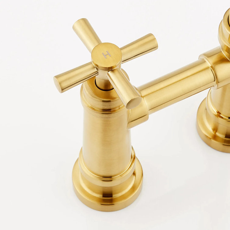 Brushed Gold Stainless Steel Bridge Kitchen Faucet with Side Spray