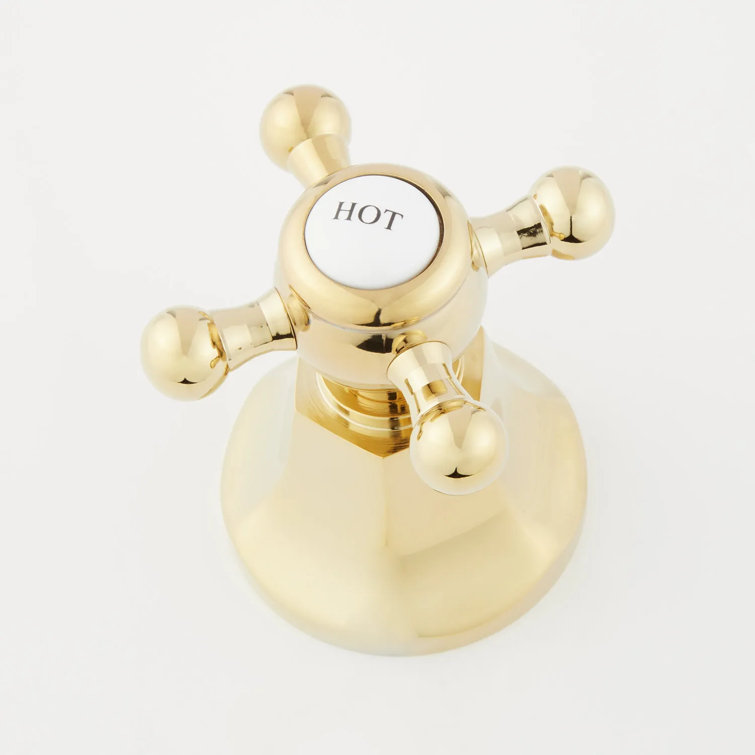 Polished Brass Victorian Widespread Bathroom Faucet with Cross Handles