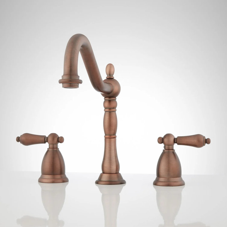 Victorian Oil Rubbed Bronze Widespread Bathroom Faucet with Lever Handles