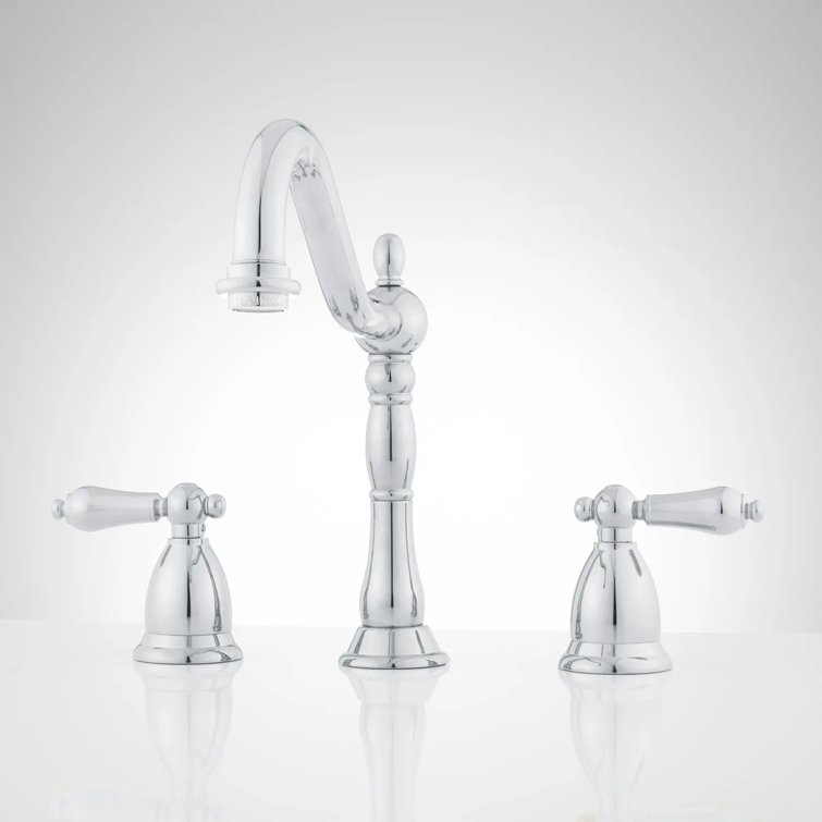 Victorian Chrome Widespread Bathroom Faucet with Lever Handles