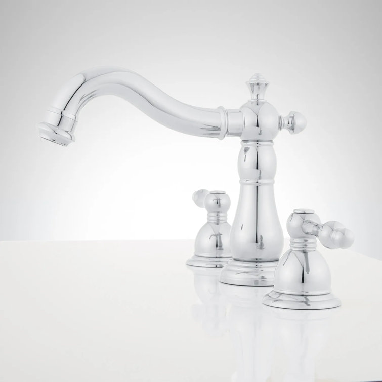 Victorian Chrome Widespread Bathroom Faucet with Lever Handles