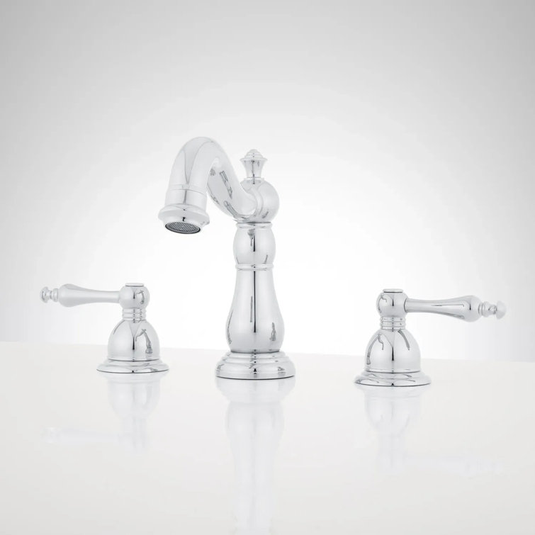 Victorian Chrome Widespread Bathroom Faucet with Lever Handles