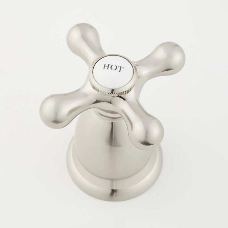Brushed Nickel Victorian Widespread Bathroom Faucet with Cross Handles