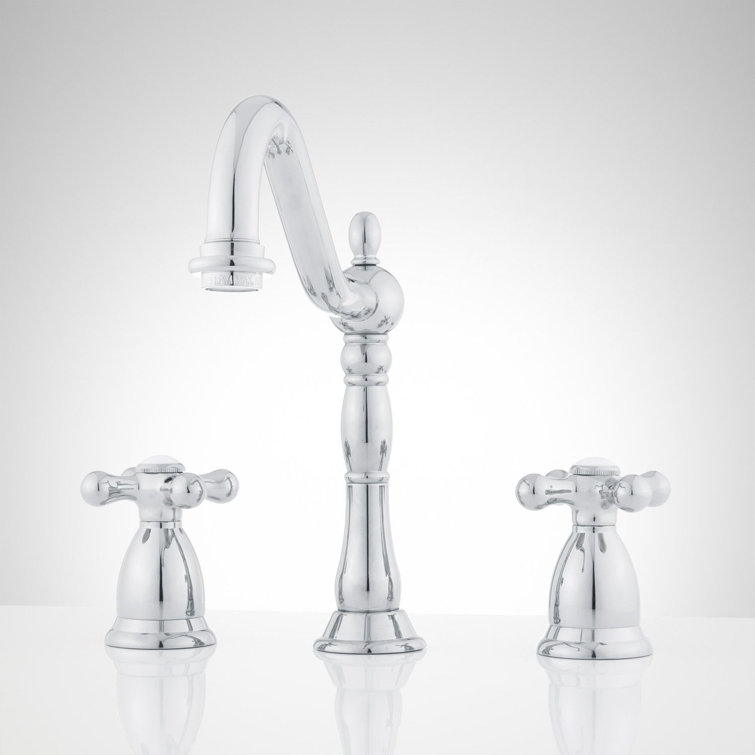 Victorian Chrome Widespread Bathroom Faucet with Cross Handles