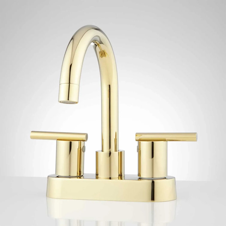 Polished Brass Centerset Bathroom Faucet with Lever Handles