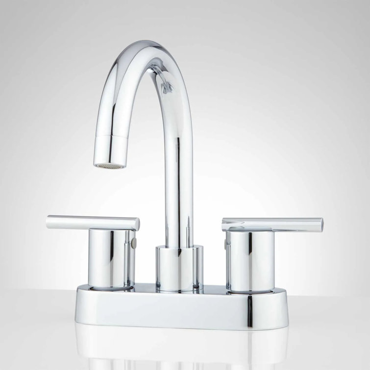Chrome Centerset Bathroom Faucet with Lever Handles