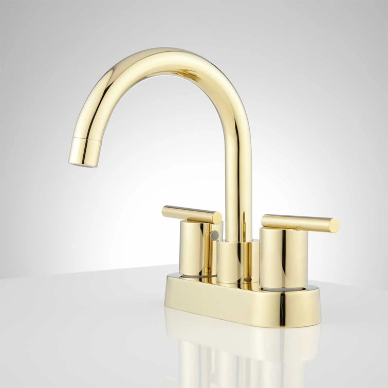 Polished Brass Centerset Bathroom Faucet with Lever Handles