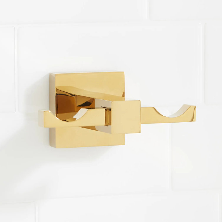 Polished Brass Modern Double Wall-Mount Robe Hook