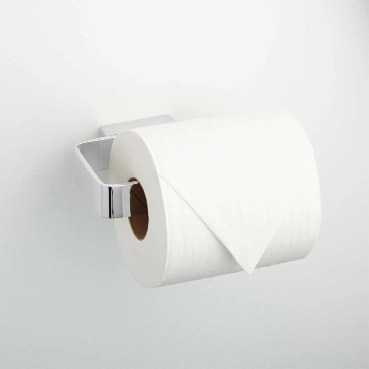 Polished Nickel Wall-Mount Toilet Paper Holder with Round Post