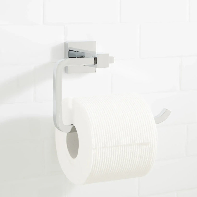 Polished Brass Square Wall-Mount Toilet Paper Holder