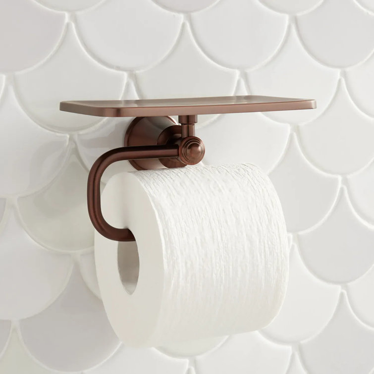 Oil Rubbed Bronze Wall-Mount Toilet Paper Holder with Shelf