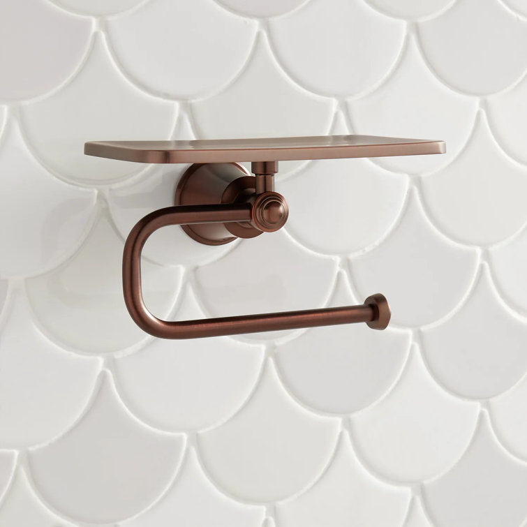 Oil Rubbed Bronze Wall-Mount Toilet Paper Holder with Shelf