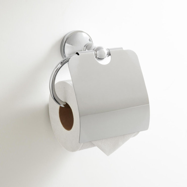 Chrome Round Wall-Mounted Toilet Paper Holder with Cover