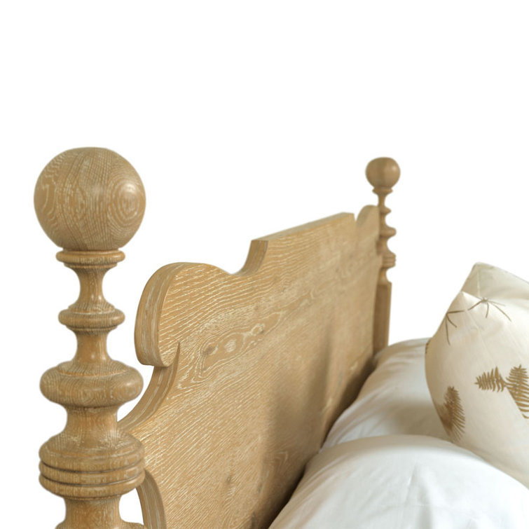 Queen Light Brown Wood Frame Bed with Headboard