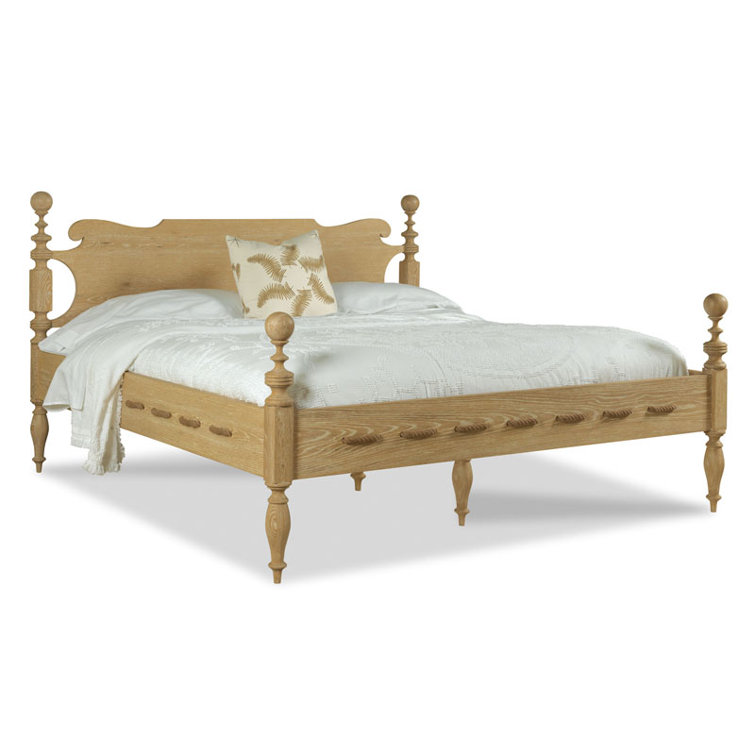 Queen Light Brown Wood Frame Bed with Headboard
