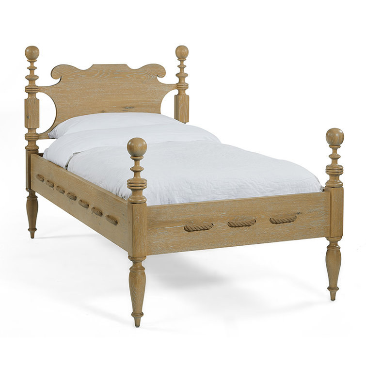Twin Wood Frame Bed with Headboard and Slats