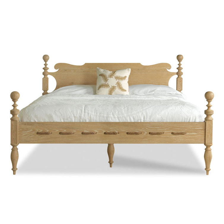 Queen Light Brown Wood Frame Bed with Headboard