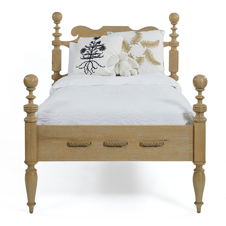 Twin Wood Frame Bed with Headboard and Slats