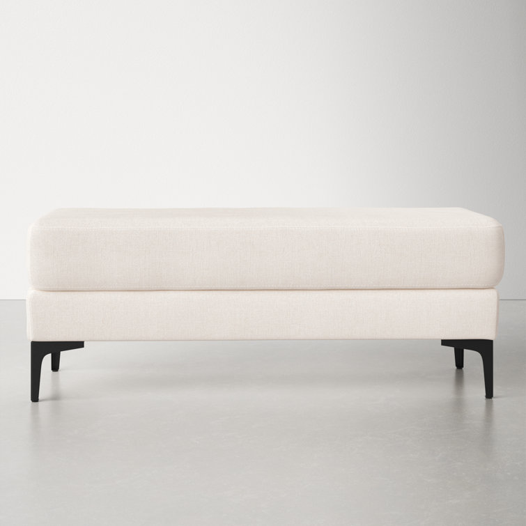 Elise Transitional Cream PU Leather and Black Wood 48" Bench