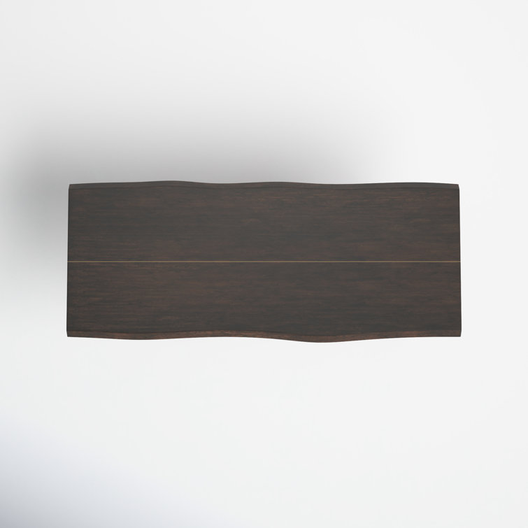Rectangular Brown Reclaimed Wood Dining Table with Gold Frame