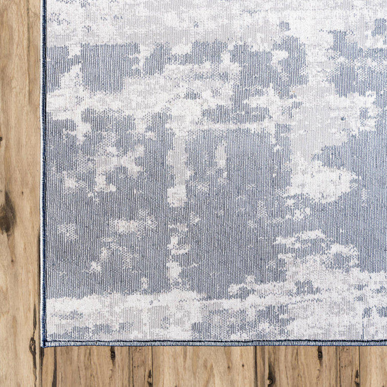 Navy Blue Rectangular Easy-Care Synthetic 8' x 10' Rug