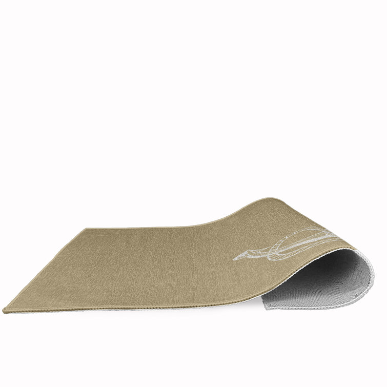 Taupe Rectangular Chenille Rug with Nautical Anchor Design