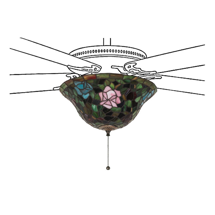 Meyda 12" Tiffany Rosebush Stained Glass Fan Light Fixture