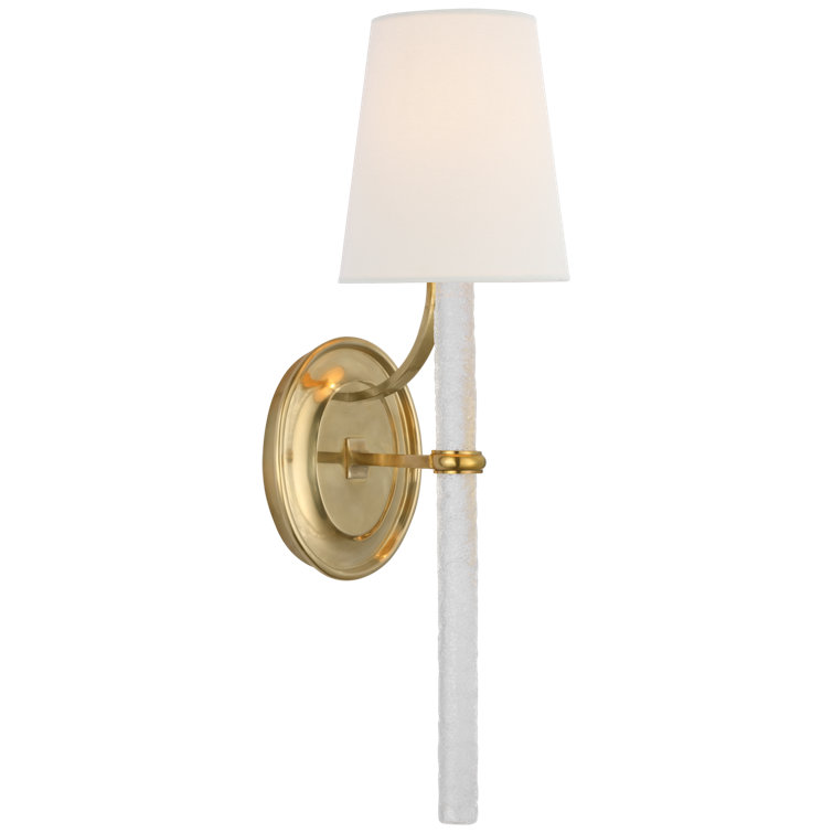 Abigail Brass and Linen 18" Dimmable Wall Sconce